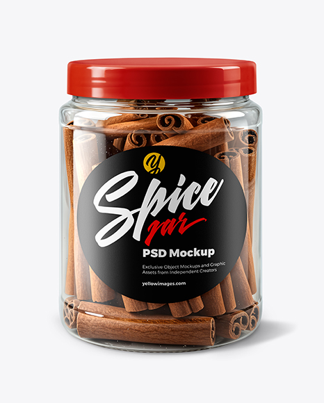 Plastic Jar with Cinnamon Sticks Mockup - Realistic mockups