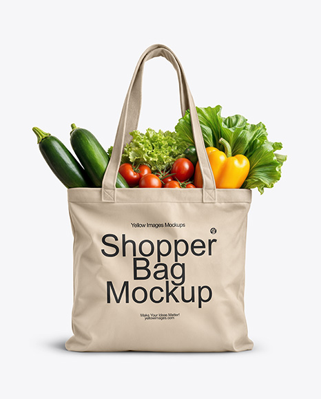 Shopper Bag with Vegetables Mockup