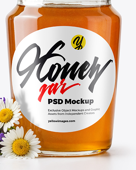 Glass Jar with Wildflower Honey Mockup