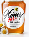 Glass Jar with Wildflower Honey Mockup