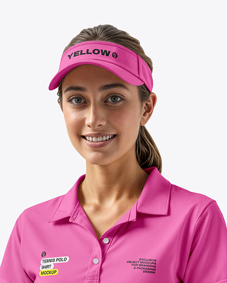 Young Woman Wearing Polo Shirt and Tennis Skirt Mockup