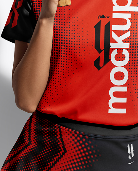 Asian Woman Wearing Table Tennis Jersey Mockup