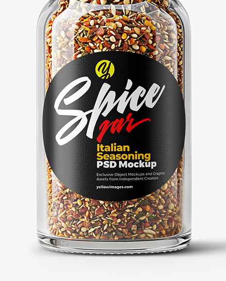 Glass Jar with Italian Seasoning Mockup