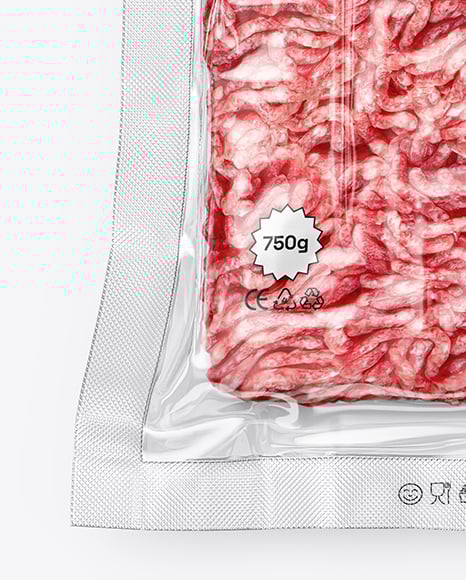 Clear Plastic Flow-Pack with Minced Meat Mockup