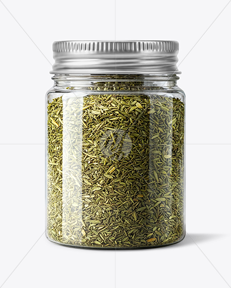 Plastic Jar with Dried Tarragon Mockup
