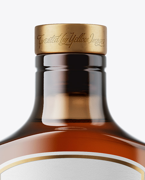 Amber Glass Bottle with Wooden Cap Mockup