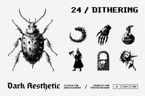 Dark Aesthetic Dithering Graphic Pack Vol.3 - Creative Store
