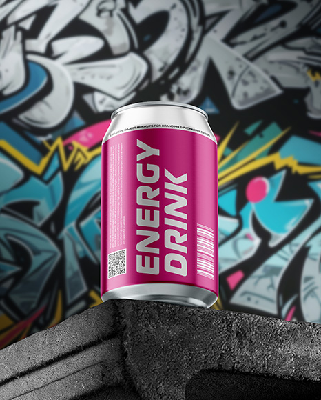 12oz Aluminium Can on the Block Mockup