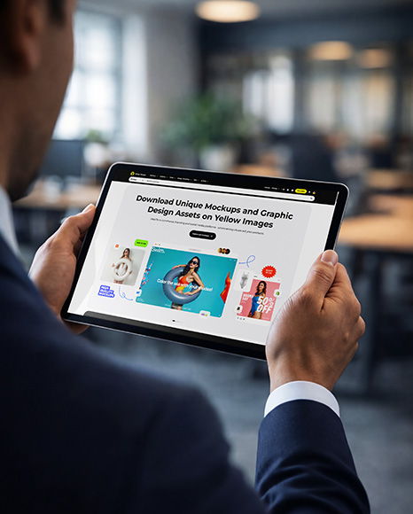 Man Holding iPad Mockup