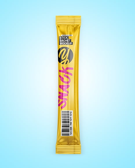 Glossy Metallic Stick Sachet Mockup