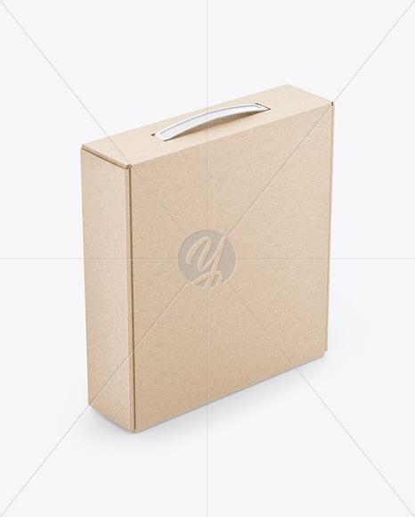 Kraft Paper Box with Plastic Handle Mockup