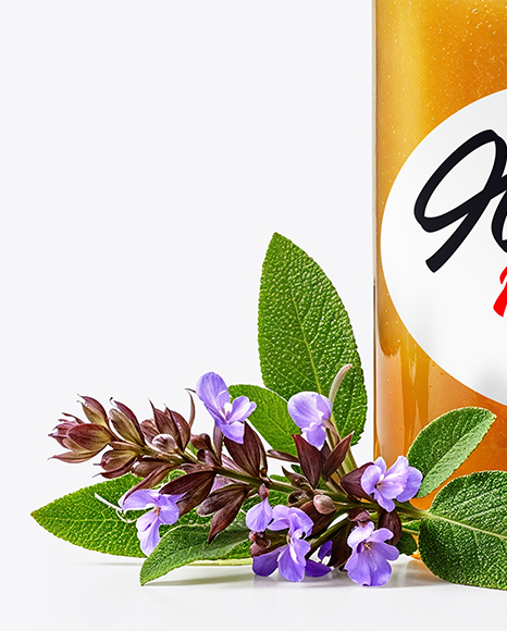 Square Glass Jar with Sage Honey Mockup