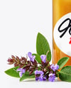 Square Glass Jar with Sage Honey Mockup