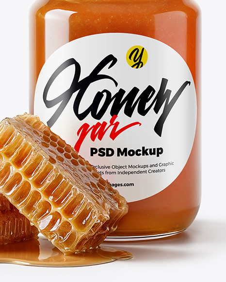 Glass Jar with Rosewood Honey Mockup