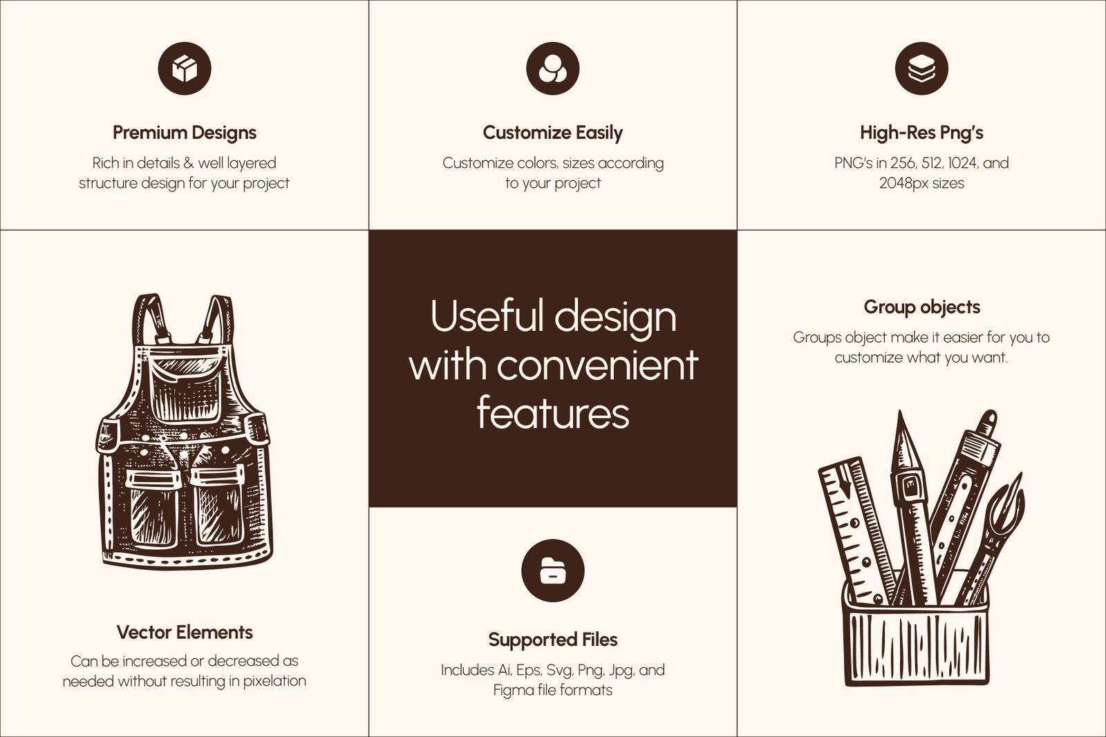 Vintage Tools Illustration Set