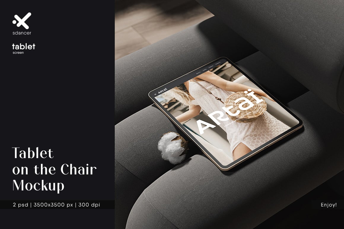 Tablet on the Chair Mockup