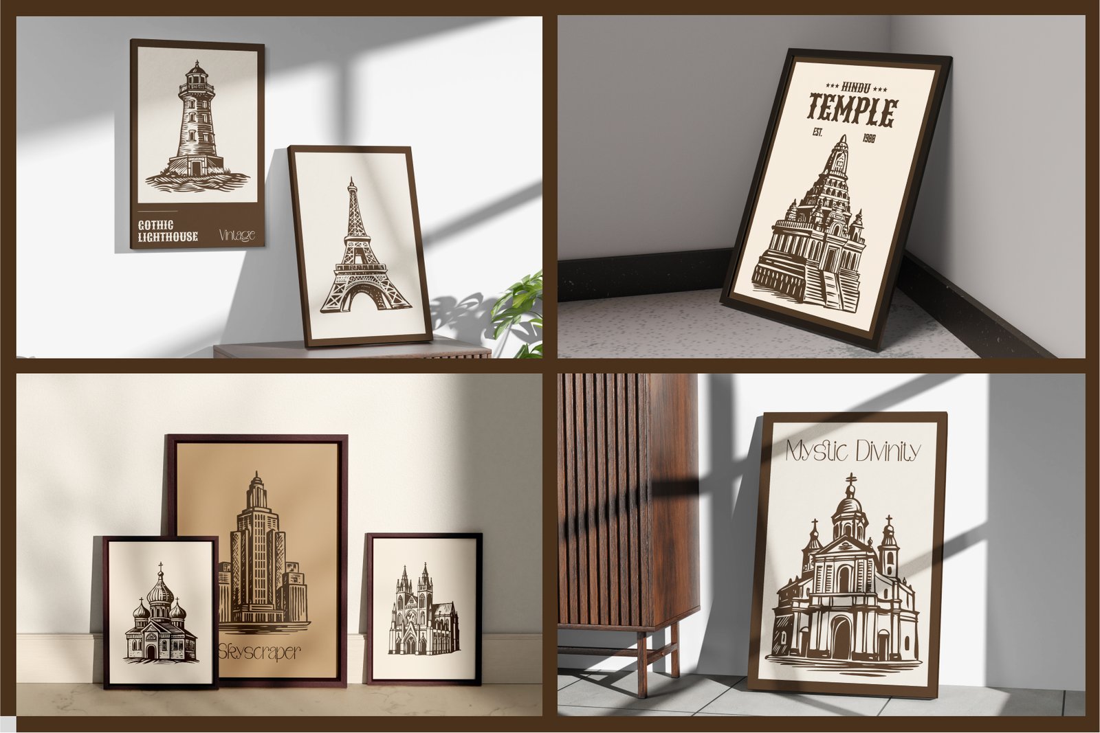 Vintage Building Illustration Set