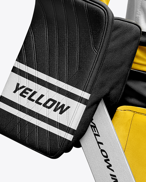 Man Wearing Ice Hockey Goalkeeper Kit Mockup