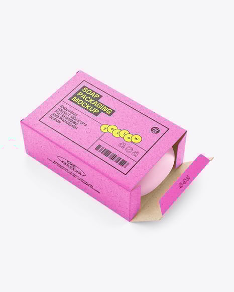 Kraft Paper Box with Soap Bar Mockup