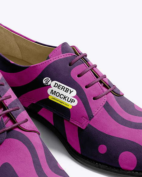 Pair of Women's Suede Derby Shoes Mockup