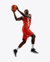 Afro-American Basketball Player Wearing Full Basketball Uniform Mockup