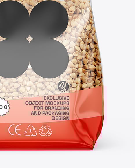 Transparent Package with Buckwheat Mockup