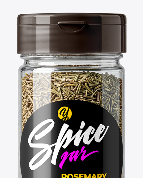 Plastic Spice Jar with Rosemary Mockup