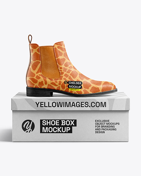 Chelsea Boot with Shoe Box Mockup