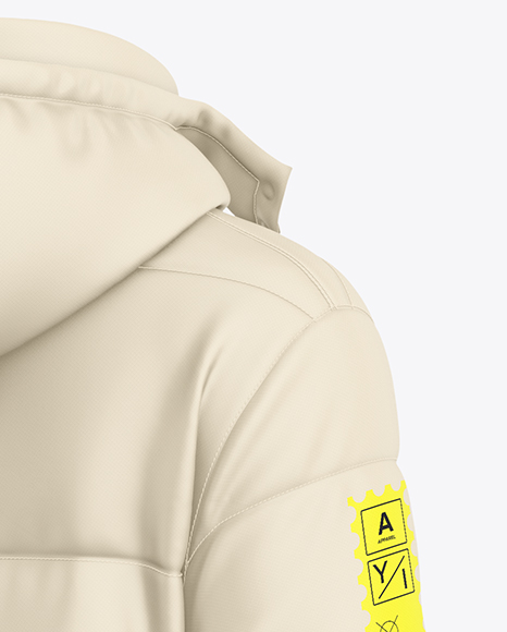 Men's Long Down Jacket Mockup - Back Half Side View