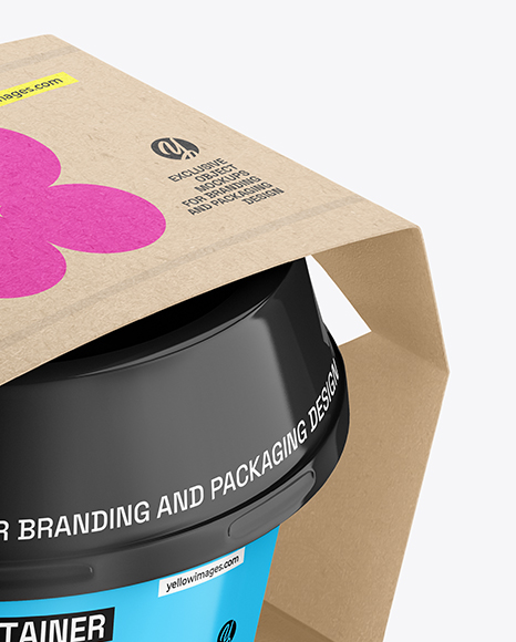 Plastic Container With Kraft Label Mockup