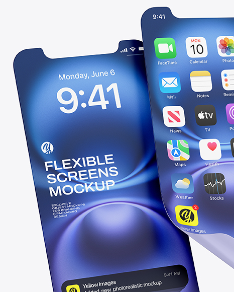 Three Flexible Screens Mockup