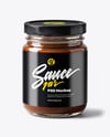 Glass Jar with Chocolate Fudge Sauce Mockup