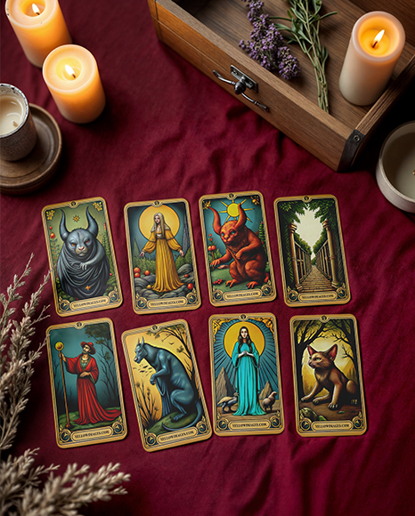 Eight Cards on a Table Mockup - Visiting card mockup