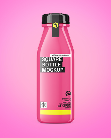 Square Glossy Bottle Mockup