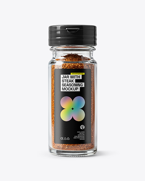 Clear Glass Jar with Steak Seasoning Mockup