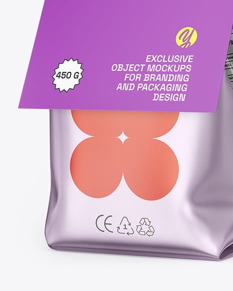 Matte Metallic Package with Paper Label Mockup