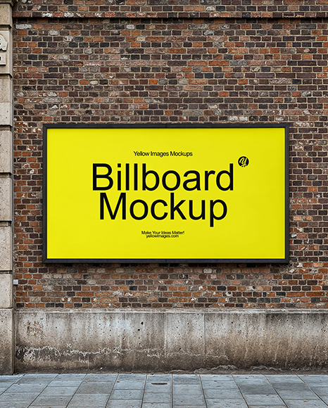 Billboard on a Brick Wall Mockup - Wall frame mockup