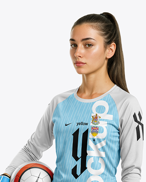 Female Soccer Goalkeeper Wearing Long Sleeve Jersey Mockup