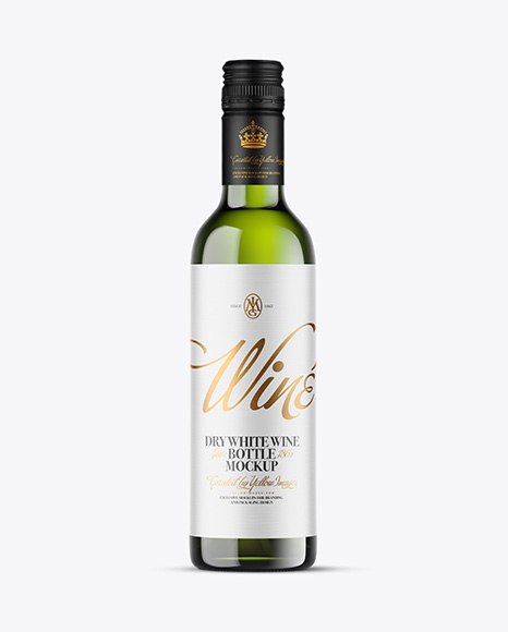 Green Glass White Wine Bottle Mockup - Packaging mockups