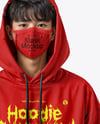 Young Asian Man Wearing Oversize Hoodie & Face Mask Moсkup