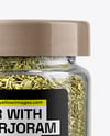Glass Jar with Marjoram Spice Mockup