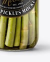 Clear Glass Jar with Pickled Asparagus Mockup