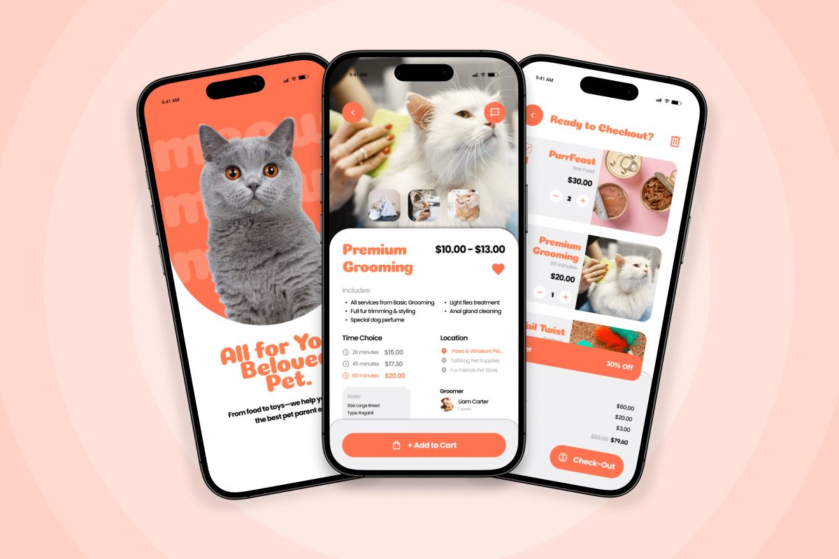 Faunix – Pet Health &amp; Grooming App Design Template