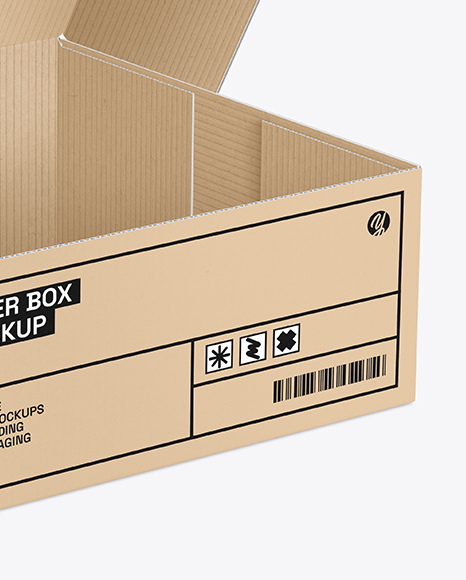 Opened Corrugated Cake Box Mockup