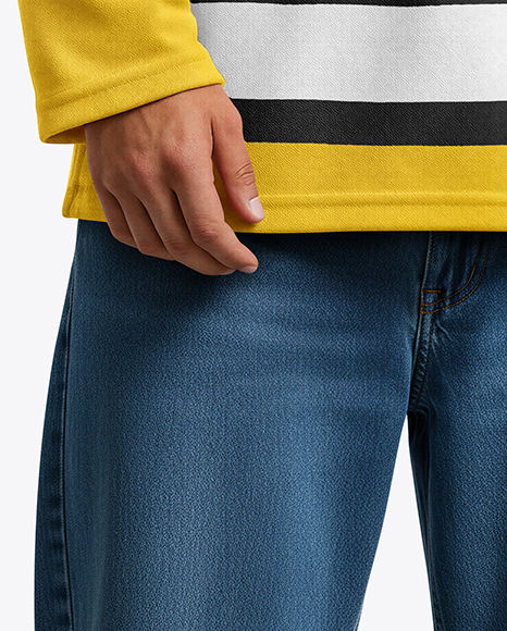 Man Wearing Ice Hockey Jersey and Cap Mockup