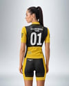 Woman Wearing Cycling Jersey and Bib Shorts Mockup