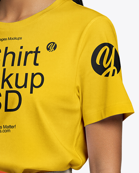 Woman Wearing T-Shirt with Fanny Pack Mockup