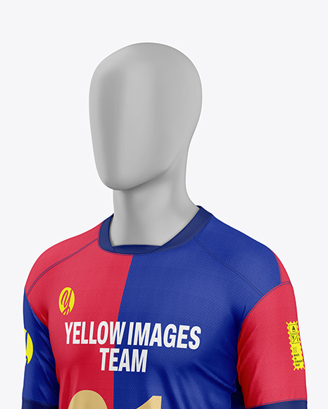 Full Soccer Kit w/ Mannequin Mockup - Half Side View