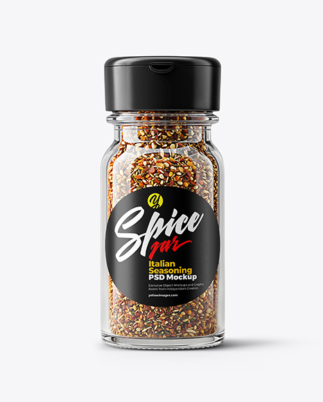 Glass Jar with Italian Seasoning Mockup