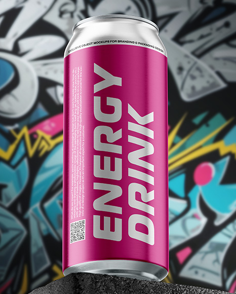 16oz Aluminium Can on the Block Mockup